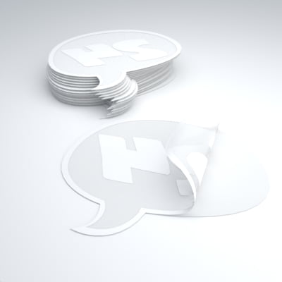 Hinterglasaufkleber mit Weißdruck